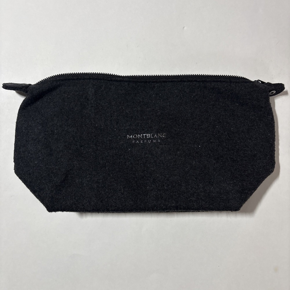 Montblanc Parfums Toiletry Pouch Shave Bag Gray Wool Blend Excellent Condition